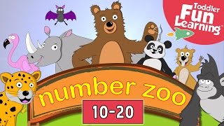 Learn to Count 10 to 20 with Number Zoo  Toddler Fun Learning [upl. by Ailimaj]