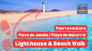 Fuerteventura 🇪🇸 MORRO JABLE lighthouse💈 and JANDÍA BEACH ☀️ walking tour  July 2024  4K [upl. by Johnette]