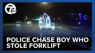 Local 12yearold steals forklift leads police on chase [upl. by Nolad]