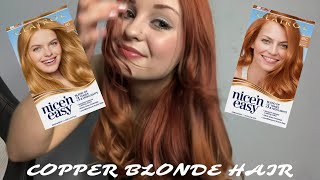 Dyeing My Hair Copper Blonde  Clairol Nice n Easy [upl. by Atteiluj]