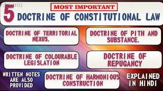 IMPORTANT DOCTRINES OF CONSTITUTIONAL LAW WITH WRITTEN NOTES DOCTRINES OF CONSTITUTION IN HINDI [upl. by Nolyd]