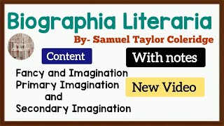 Biographia Literaria by Samuel Taylor Coleridge Literary Criticism and Theory Fancy amp Imagination [upl. by Ellek]