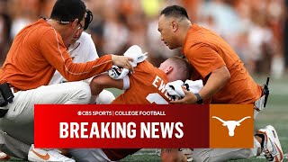 Texas’ star quarterback Quinn Ewers leaves the game in the 2nd Quarter with strained abdomen [upl. by Karrie]