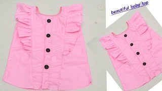 Frock Cutting and Stitching Very Easy\ box plated frock\frill baby frock [upl. by Armahs]