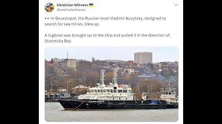 Russian Hydrographic Ship Vladimir Kozytsky Reported Damaged Near Sevastopol [upl. by Durnan]