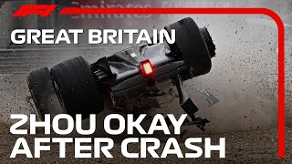 Zhou Okay After Heavy Silverstone Crash  2022 British Grand Prix [upl. by Amek]