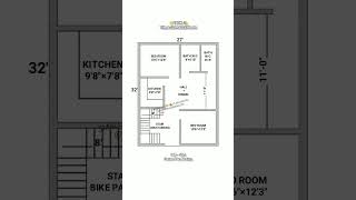 27×32 village house plan  2732 home plan  27×32 house plan 2bhk  shorts houseplan homeplan [upl. by Arehs]