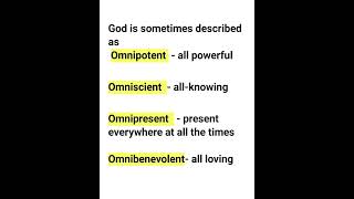 Learn the meaning of Omnipotent Omniscient Omnipresent and Omnibenevolent [upl. by Brittne148]