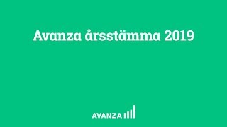 Avanza årsstämma 2019 [upl. by Taryne]