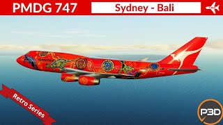 P3D v53 PMDG 747400 Qantas  Sydney to Bali  Full flight [upl. by Elston]