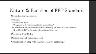 Lecture 16 Fair amp Equitable Treatment Preliminary Aspects [upl. by Gnagflow]