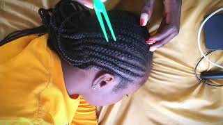 Close up scratch between braids and oiling Asmr scratch oiling [upl. by Mada]