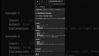 LeetCode 9 Palindrome Number JavaScript Solution  Easy Explanation [upl. by Artimas]