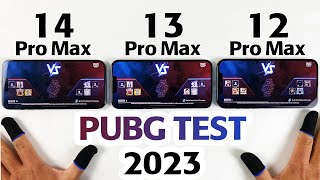 iPhone 14 Pro Max vs 13 Pro Max vs 12 Pro Max PUBG MOBILE TEST in 2023  BEST iPhone FOR BGMI 2023 [upl. by Amlev]