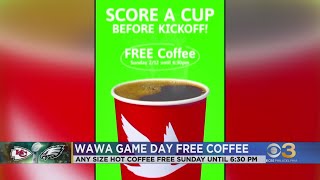 Wawa offering free coffee for Super Bowl Sunday [upl. by Neersan820]