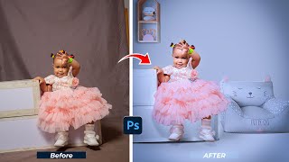 How to Retouch Kids Studio Images amp Clean Background in Photoshop – Easy Guide [upl. by Ettezyl]