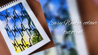 Easy Sky Painting Tutorial  Watercolour Painting 🎨 [upl. by Noli]