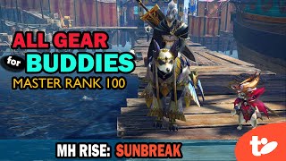 All Buddy Gear Palico amp Palamute Armor and Weapons  Monster Hunter Rise Sunbreak [upl. by Annayd151]