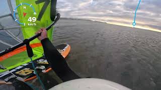 Windsurfing Terschelling low wind fun with JP85 EVO9 96m2 and Hurricane SRD 42cm fin [upl. by Llemej]