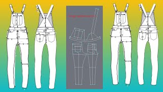 dangri pattern making BibOverall  jumpsuit tutorial  md rubel  part3  pattern making 3 [upl. by Zeuqcaj]