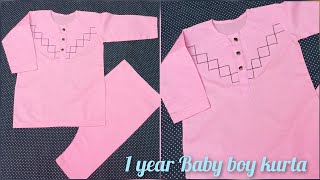 1 year baby boy kurta cutting and stitching Thread designingSt Fashion Hub [upl. by Kai]