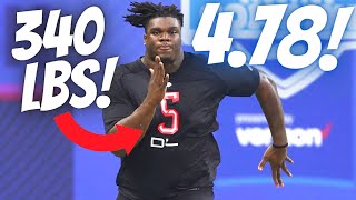 478 40 YARD DASH AT 340 LBS JORDAN DAVIS NFL COMBINE 2022 [upl. by Weibel]