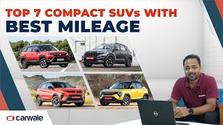 Top 7 Compact SUVs with Best Mileage  XUV 3XO Sonet Brezza Nexon and more  CarWale [upl. by Kerk]