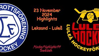 LEKSAND VS LULEÅ  23 NOVEMBER 2024  SHL  HIGHLIGHTS [upl. by Naasah]