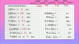 JEDNOSTKI DŁUGOŚCI zamiana jednostek  klasa 4 zadanie 1 [upl. by Olatha503]