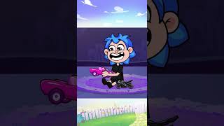 Pink Car vs Black Bike Awesome Race 🌈🏁 cartoon song [upl. by Grote485]