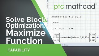 Solving Optimization with Maximize in Mathcad Prime [upl. by Adin]