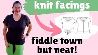 How to sew KNIT FACINGS Fiddly Cedar Dolman Top Cashmerette Pattern review [upl. by Revlys]