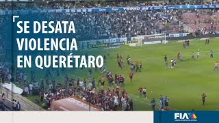 Aficionados de Atlas y Querétaro desatan violencia inaudita en el estadio Corregidora [upl. by Otirecul]