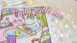 Color with me  Cozy Friends Coloring Book  Bubble Bath  Alcohol Markers 🫧🌸🧼 [upl. by Greenebaum734]