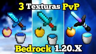 🔴 3 TEXTURAS para PVP en Minecraft PE 121X FPS  Texturas Gama Baja  Bedrock 121 [upl. by Htes655]