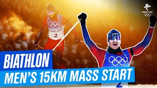 Biathlon  Mens 15km Mass Start  Full Replay  Beijing2022 [upl. by Tamar]