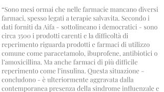 Mancano farmaci perché c’è Covid e influenza 🤧 [upl. by Anagrom]