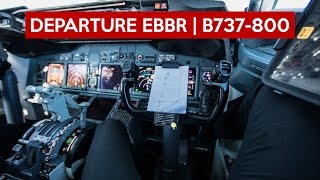 Departure from RWY07R in Brussels  Boeing 737800 Cockpit [upl. by Ahsoym]