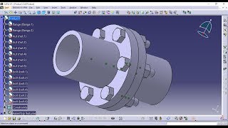 Assembly Design of Flange Coupling usingCatia V5 Tutorial [upl. by Sew]