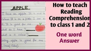 Reading Comprehension for class 1 and 2How to solve Unseen passage [upl. by Arty]