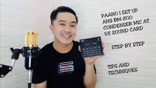 HOW TO SET UP BM800 CONDENSER MIC AND V8 SOUND CARD STEP BY STEP [upl. by Lansing]