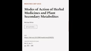 Modes of Action of Herbal Medicines and Plant Secondary Metabolites  RTCLTV [upl. by Wells]