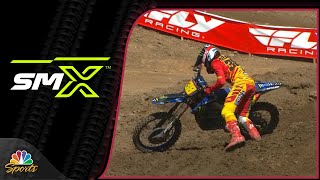 Haiden Deegan splits 250 Motos with Tom Vialle in Hangtown after crash  Motorsports on NBC [upl. by Avie]