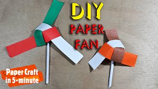 How to make rotating paper fan  paper fan diy  papercraftin5minute [upl. by Senzer]