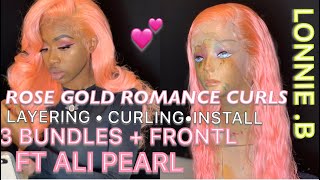 💖VALENTINES DAY SPECIAL💖 ROSE GOLD WIG  ft ALI PEARL  CUT LAYERS  PIN CURLS  FRONTAL INSTALL [upl. by Danialah]