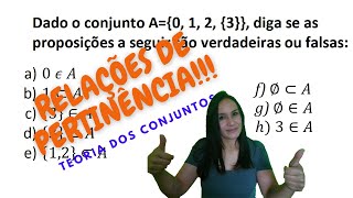 conjuntos pertence contido nãocontido matemática RELAÇÕES DE PERTINÊNCIACONJUNTOS [upl. by Mapel]