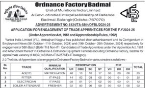 RECRUITMENT OF Trade Apprentices135 Graduate amp Technical Apprentice58 in Odinance Factory Badmal [upl. by Ahto]