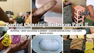 🌸 Bedroom Spring Cleaning Pt 1 Dusting Deep Cleaning Caddies Easter Decor amp Laundry Motivation [upl. by Ainuj87]