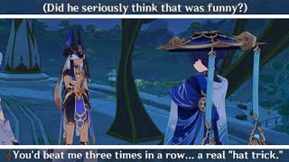 CYNO tells HAT GUY a HAT JOKE  Day 2 Hidden Character Location and Thoughts Nahida Event  Genshin [upl. by Irehc]