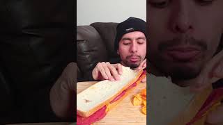 Giant bologna sandwich shorts mukbang asmr [upl. by Yednarb]